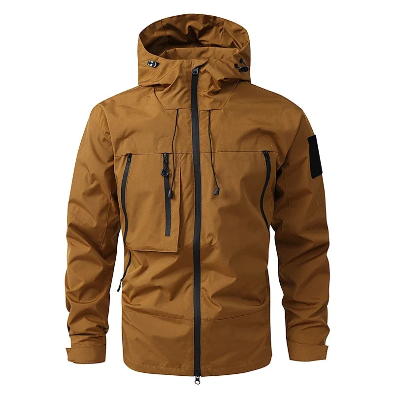 CHRLCK Men's Waterproof Hiking Jacket Caramel Women Windproof Windbreaker Camping Cycling Trekking Fishing Outdoor Jackets