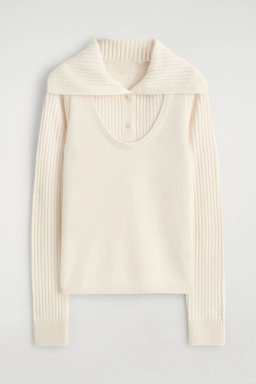 Ethereal MD 2026 Cosmod Spring New Style of Women's Shaping-Style Layered Beige Wool Blend Knitted Sweater