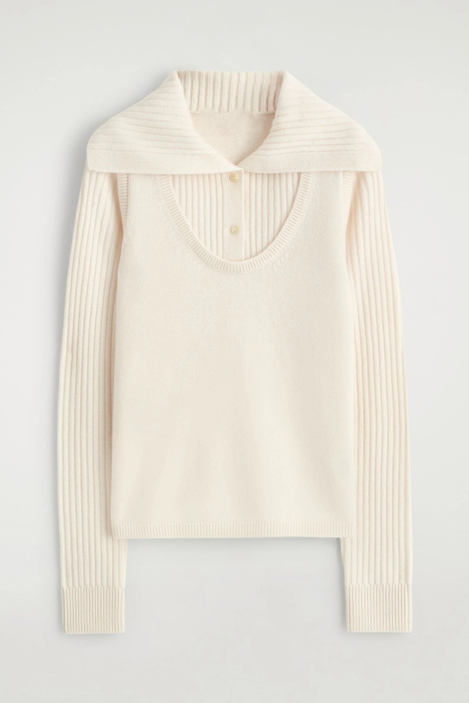 Ethereal MD 2026 Cosmod Spring New Style of Women's Shaping-Style Layered Beige Wool Blend Knitted Sweater