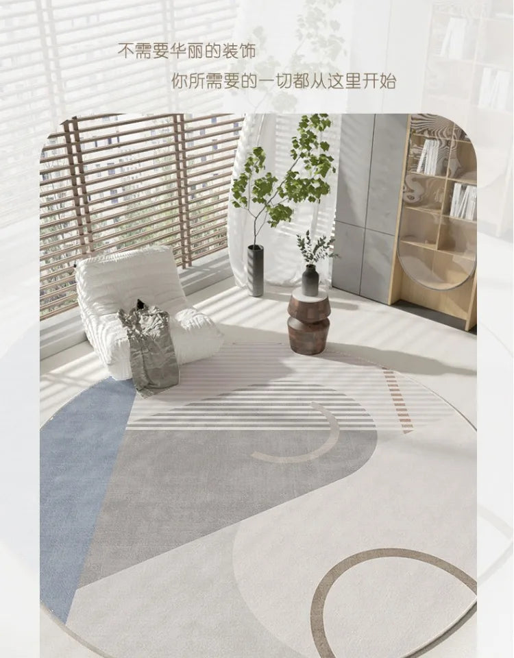 Wabi-sabi Style Round Carpet Thickened Computer Chair Anti-slip Mat Simple Carpets for Living Room Fluffy Soft Bedroom Decor Rug