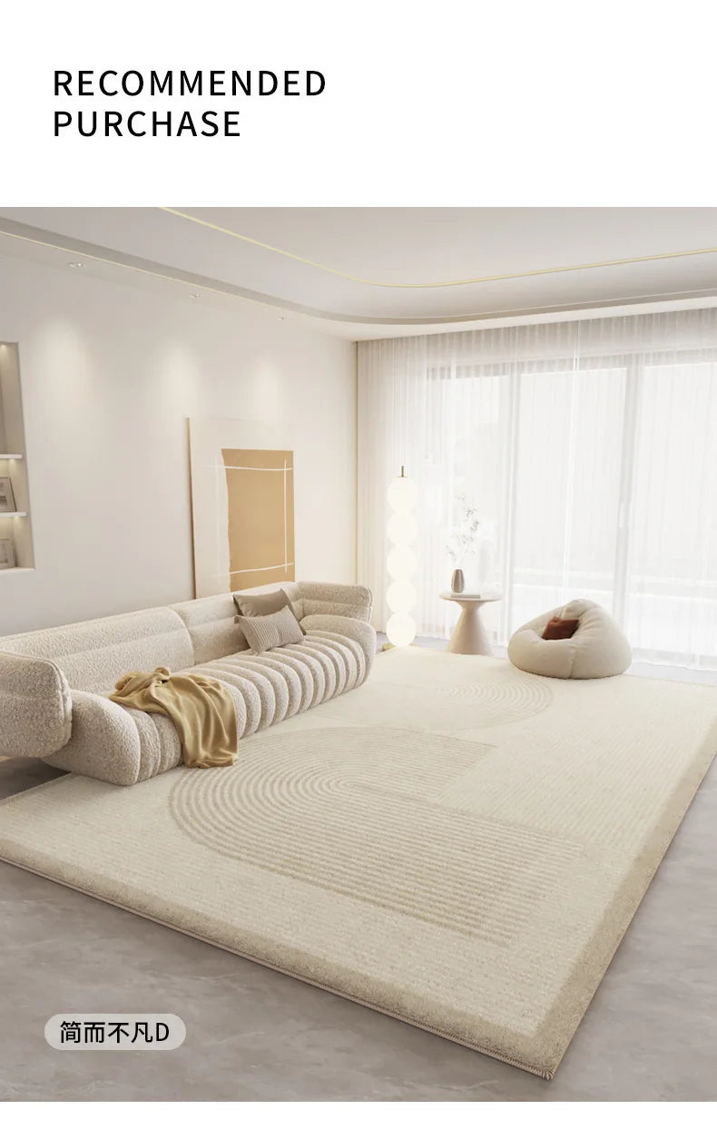 Soft Cream-Colored Thickened Non-Slip Carpet Plush Rug for Living Room Bedroom Home Sofa Coffee Table Anti-Cold Floor Mat