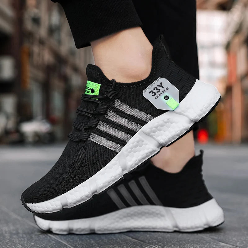 Breathable Mesh Men's Shoes Trendy Lightweight Walking Flats Plus Size Male Tennis Sneakers Outdoor Running Fitness Shoes 2024