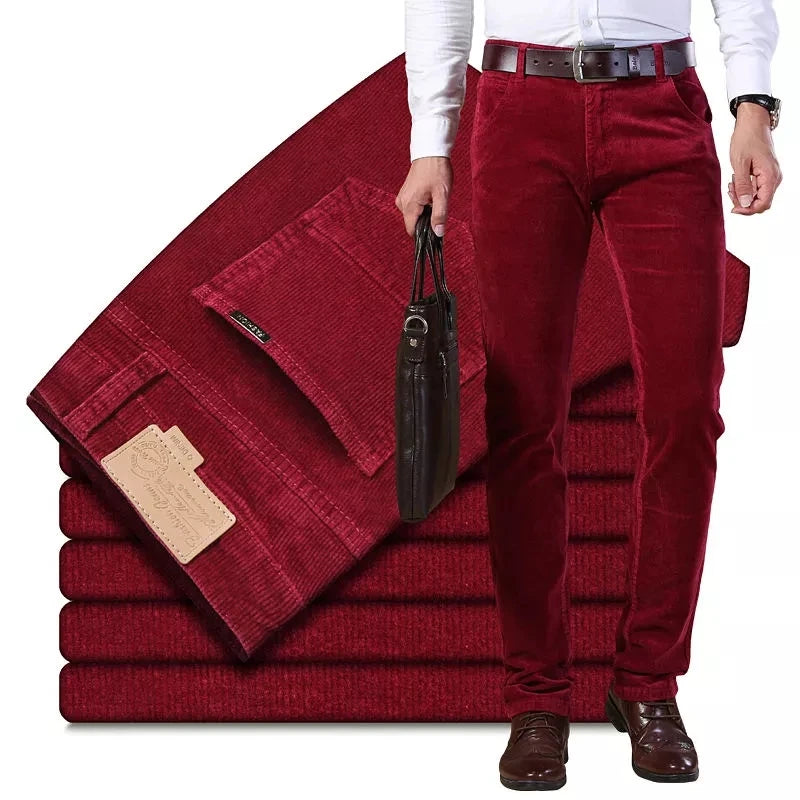 Autumn Winter Men's Thick Warm Corduroy Pants Fleece Trousers Casual Business Style Long Jeans for Men