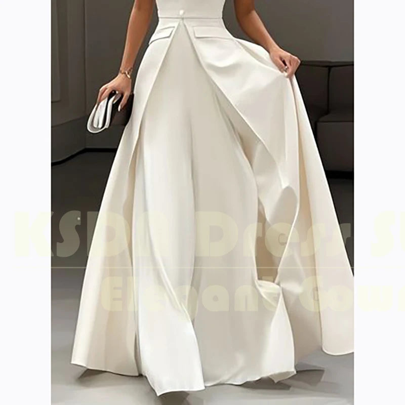 Casual White Strapless Prom