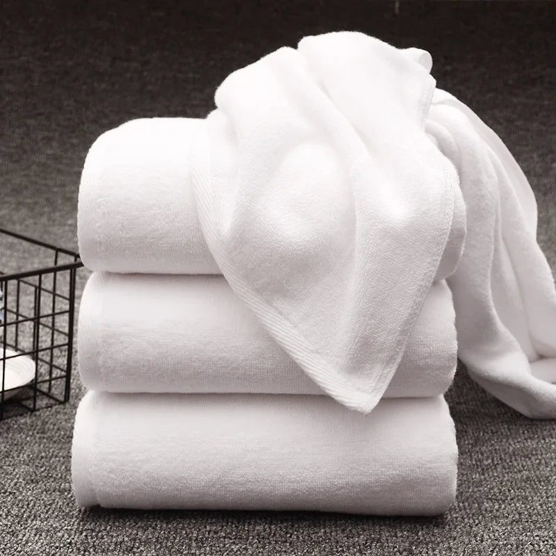 5Pcs White Towel 120g Thickened High Quality 32 Strands Cotton White Hotel Towel 35 * 75cm High Quality High End