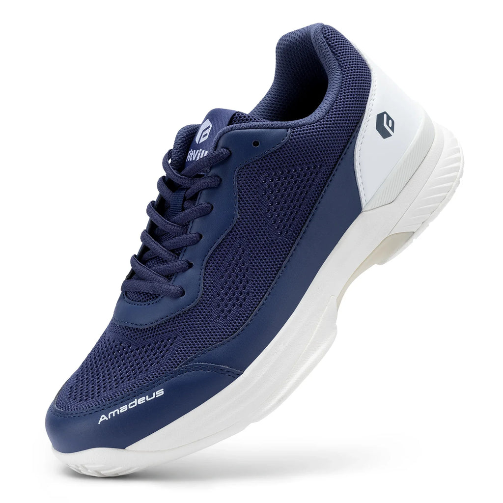 FitVille Men's Tennis Shoes Wide Version 2E Professional Training Sports Shoes Breathable Non-Slip Rackets With Arch Support