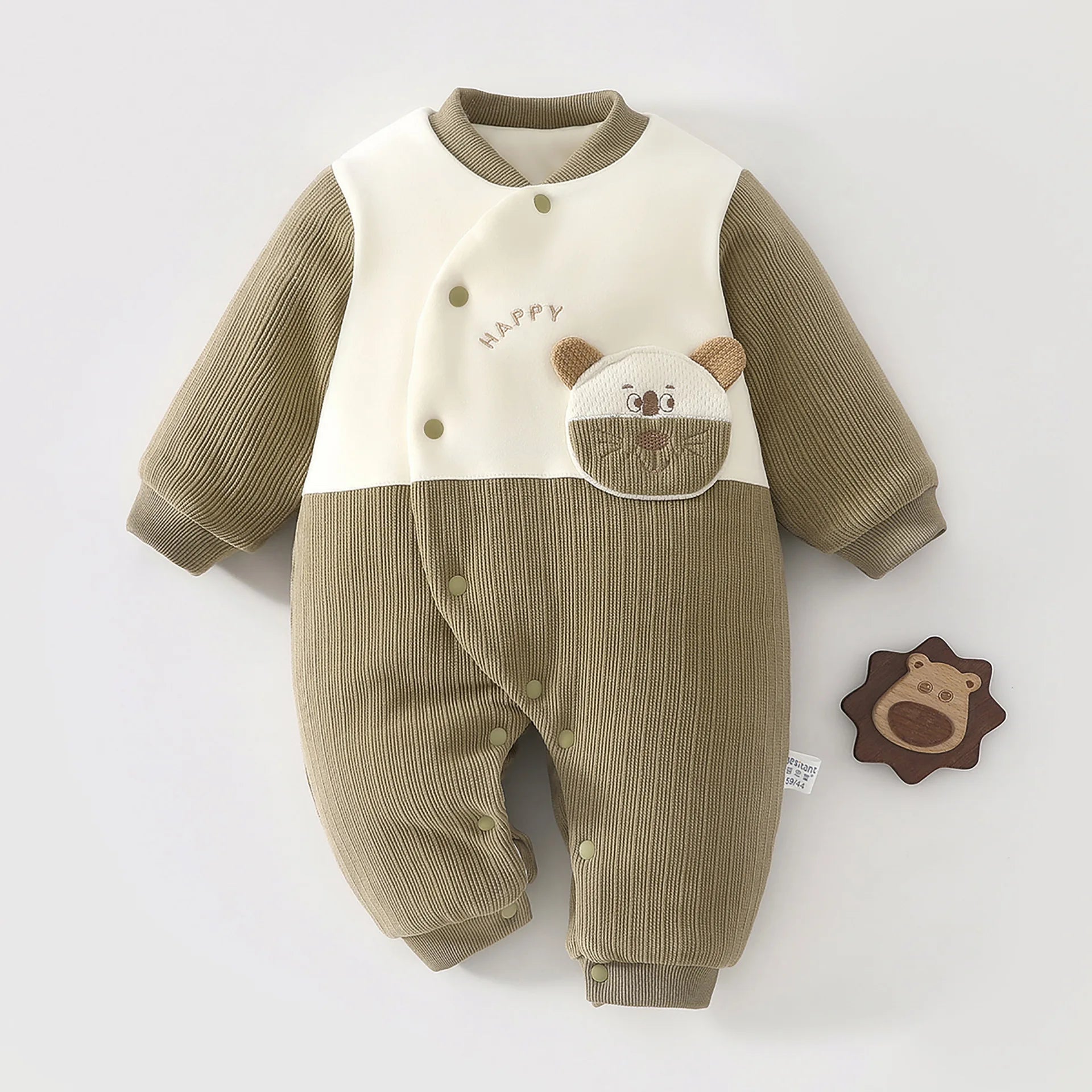 0-18M Baby Jumpsuit Clip Cotton Thick Autumn and Winter Clothes Newborn Warm Pajamas Baby A-level Clothes Crawling Clothes