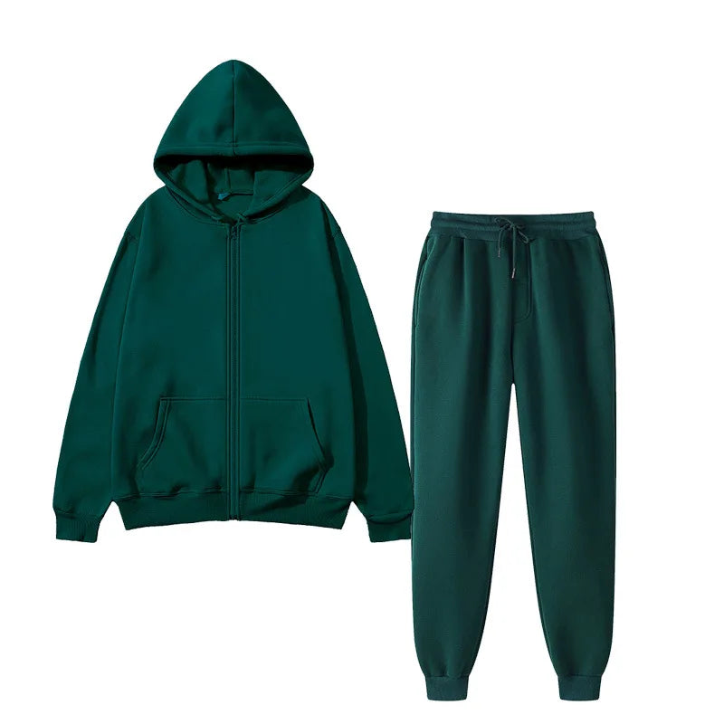 Unisex solid color sportswear set, fashionable and casual, autumn