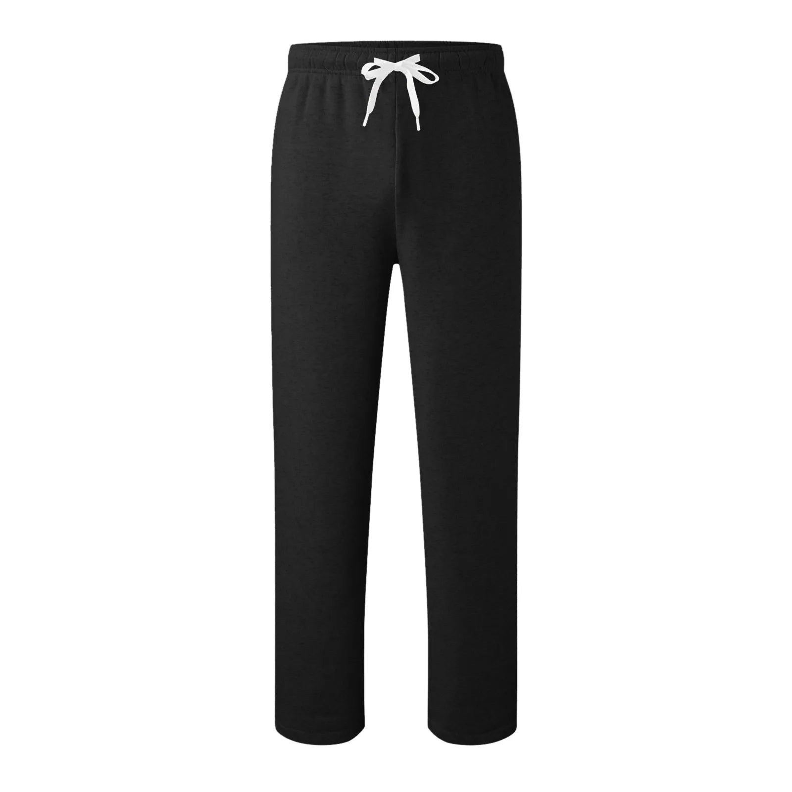 Women New Elastic Waist Pants with Side Pockets Fleece Lined Thick Wide Leg Sweatpants Pure Color Straight Cut