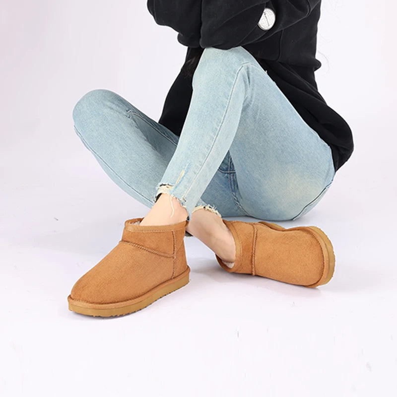 Litfun Women Winter Snow Boots Classic Fur Plush Ankle Snow Boots Brand Outdoor Antiskid Short Boot Warm Fuzzy Home Cotton Shoes