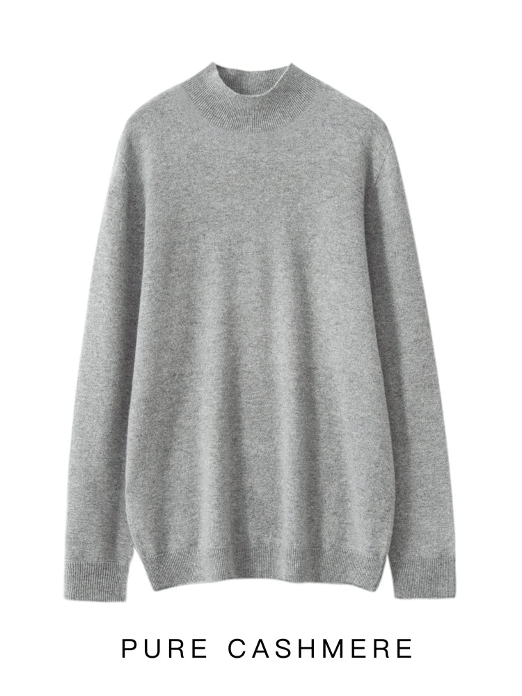 New Men's 100% Merino Wool Mock Neck Pullover Soft Warm Jumpers Quality Cashmere Sweater Casual Smart Knitwear Basic Tops Clothing