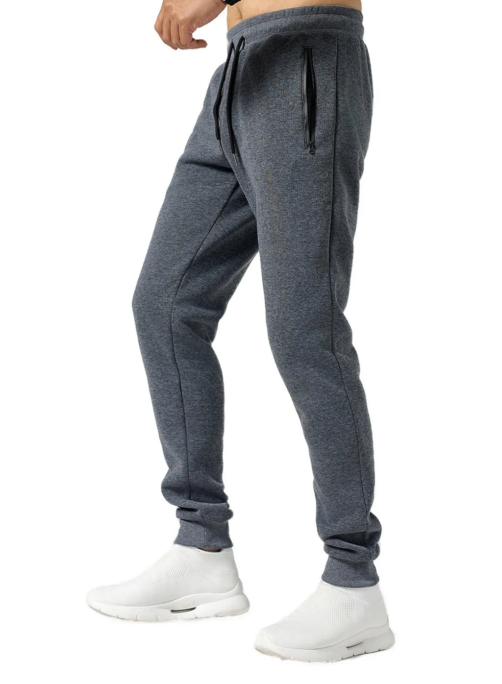 New Sweatpants with Side Zipper Pockets for Men - Joggers, Track Pants, Elastic Waist Sport Casual Baggy Fitness Gym Clothing