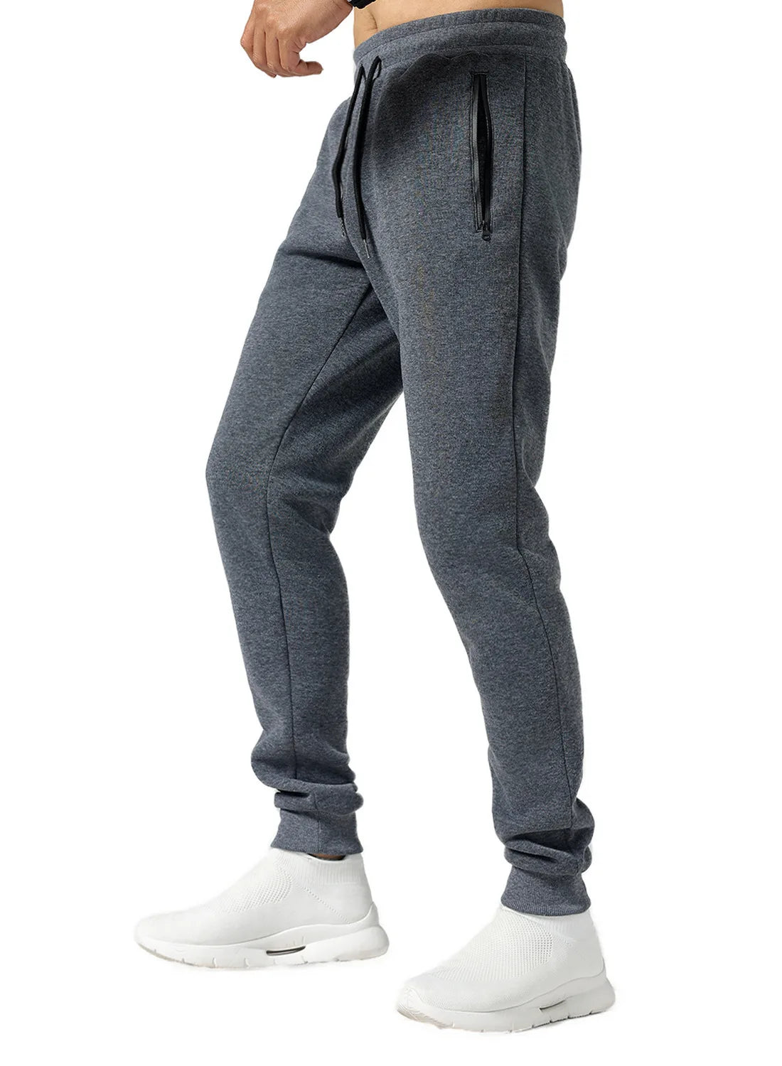 New Sweatpants with Side Zipper Pockets for Men - Joggers, Track Pants, Elastic Waist Sport Casual Baggy Fitness Gym Clothing