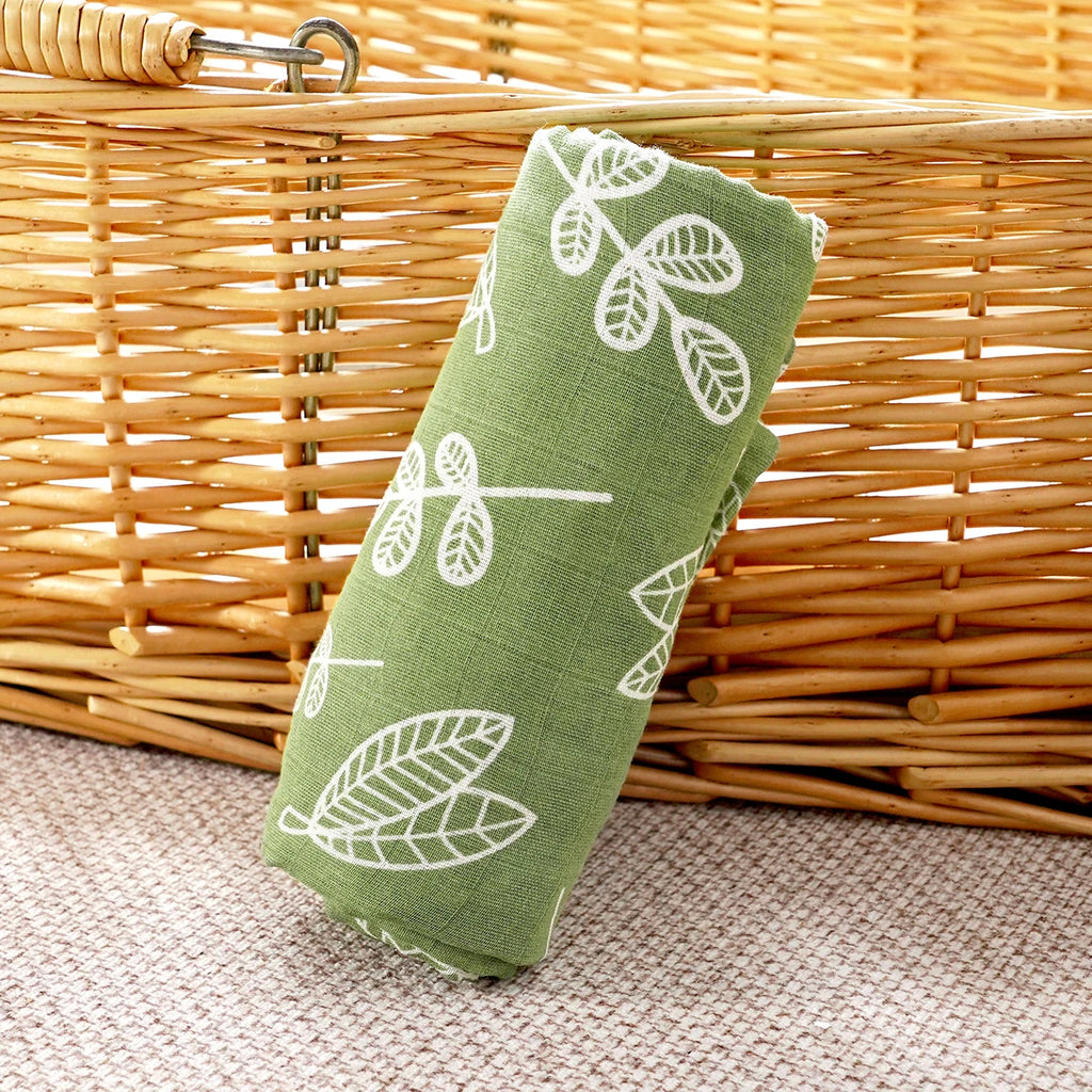 Elinfant 100% Cotton 4PCS Muslin Swaddle Blankets,120*110cm Bamboo Cotton Newborn Baby Bath Towel Wrap