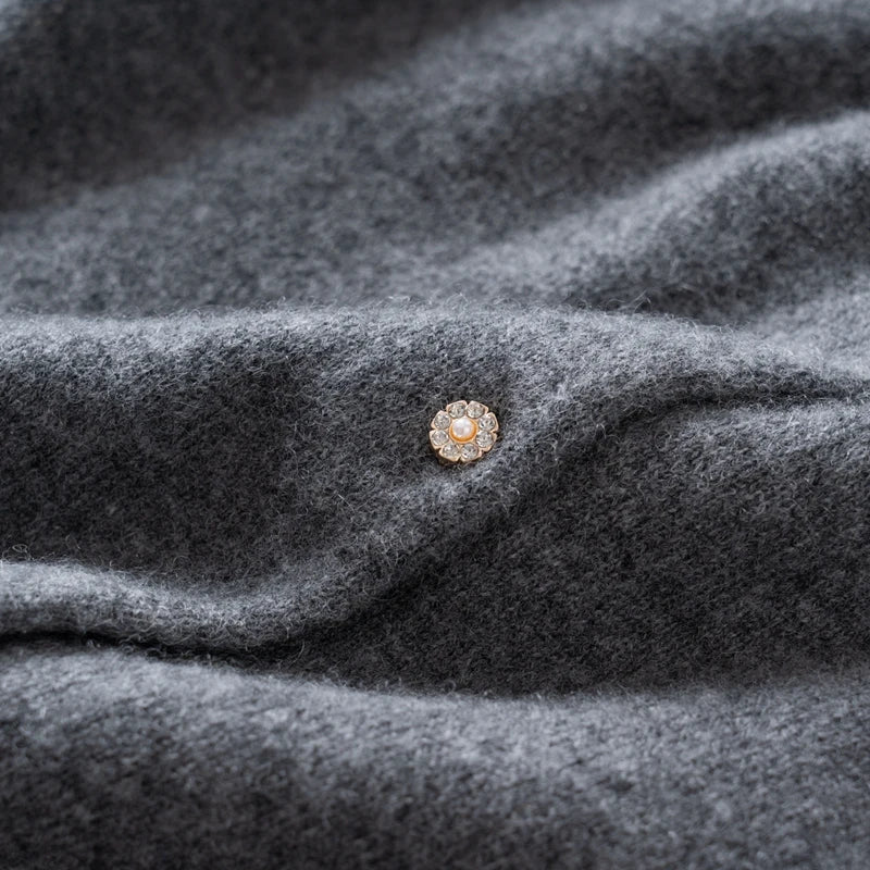 High-quality 100% Pure Cashmere Women's Cardigan Casual Knitted Sweater Loose Round Neck Tops Thickened Basic Pull Jumper