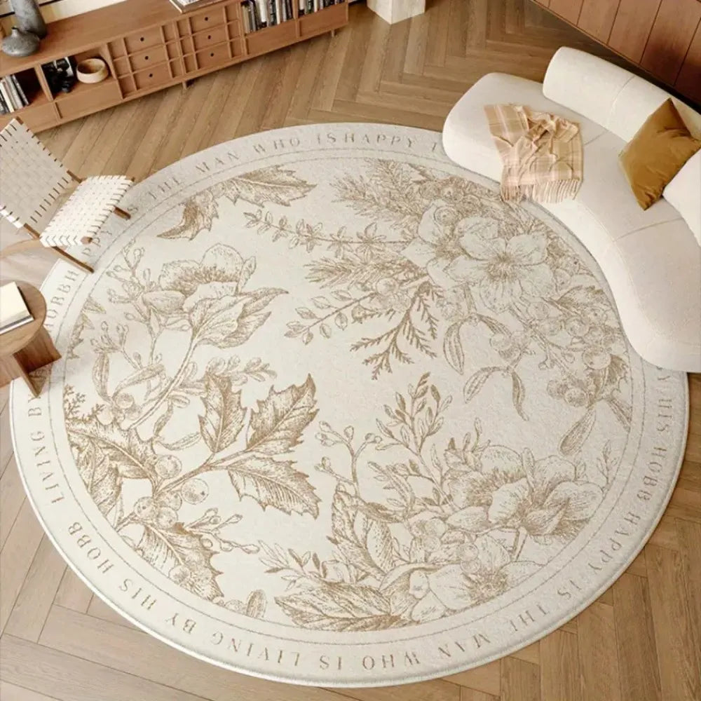 Round Plush Rug – Soft Anti-Slip Floor Mat for Living Room, Bedroom, Kids’ Room & Chair Area