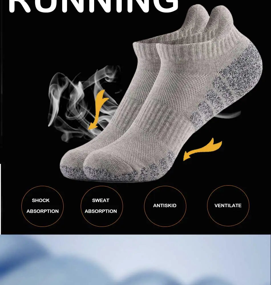6 Pairs Thickened Towel Bottom Running Socks - Non-Slip Breathable Sports Socks