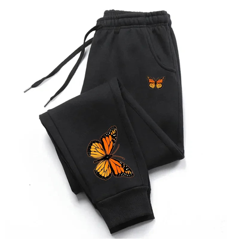 Butterfly Printing Women's Sweatpants Fashion Casual Trend Jogging Trousers Versatile Soft Hot Sales Street Elastic Waist Pants