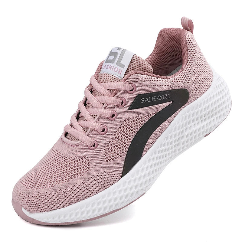 Women's Sports Shoes Comfortable Running Shoes Flying Knit Versatile Lace-Up Casual Shoes For Women Breathable And Fashionable