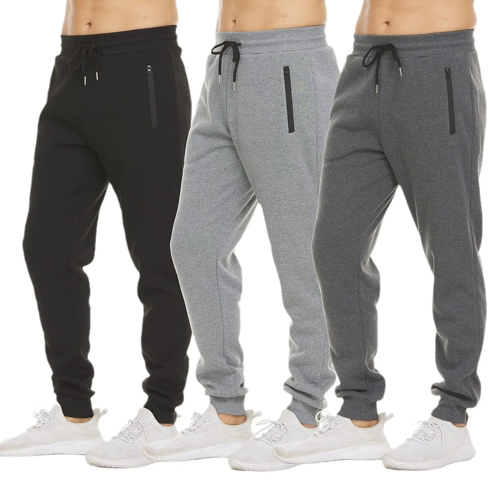 2024 New Sweatpants Streetwear Trousers for Men - Solid Color Drawstring Cargo Pants with Zipper Pockets