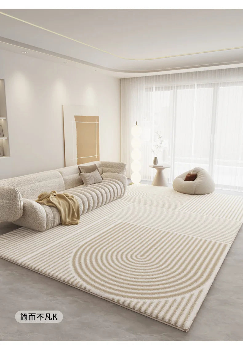 Soft Cream-Colored Thickened Non-Slip Carpet Plush Rug for Living Room Bedroom Home Sofa Coffee Table Anti-Cold Floor Mat