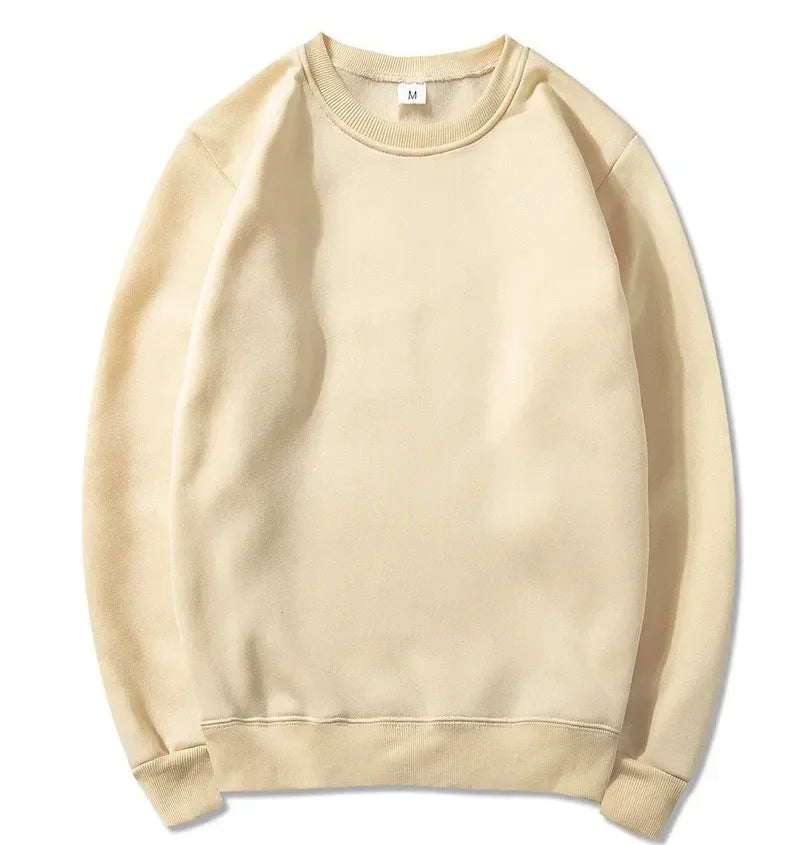 Korean Fashion Men's Round Neck Sweatshirts Autumn Long Sleeves Vacation Pullovers Tops Casual Popular Man Solid Sweatshirts