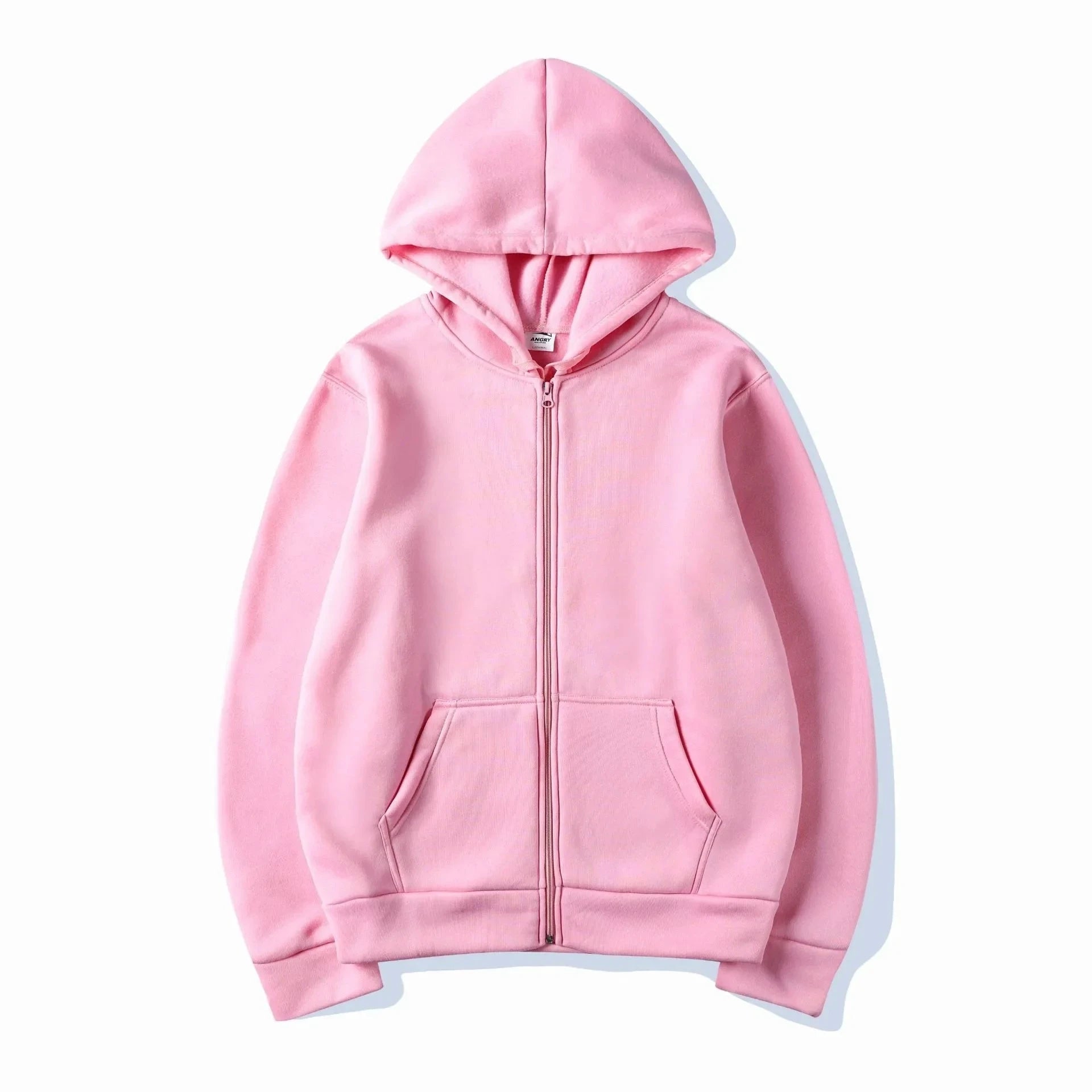 2025 New Trendy Sweatshirt Coat with Front Pockets - Warm Zipper Lamb Wool Jacket for Men and Women - Autumn Winter Pure Color Cardigan Hoodie