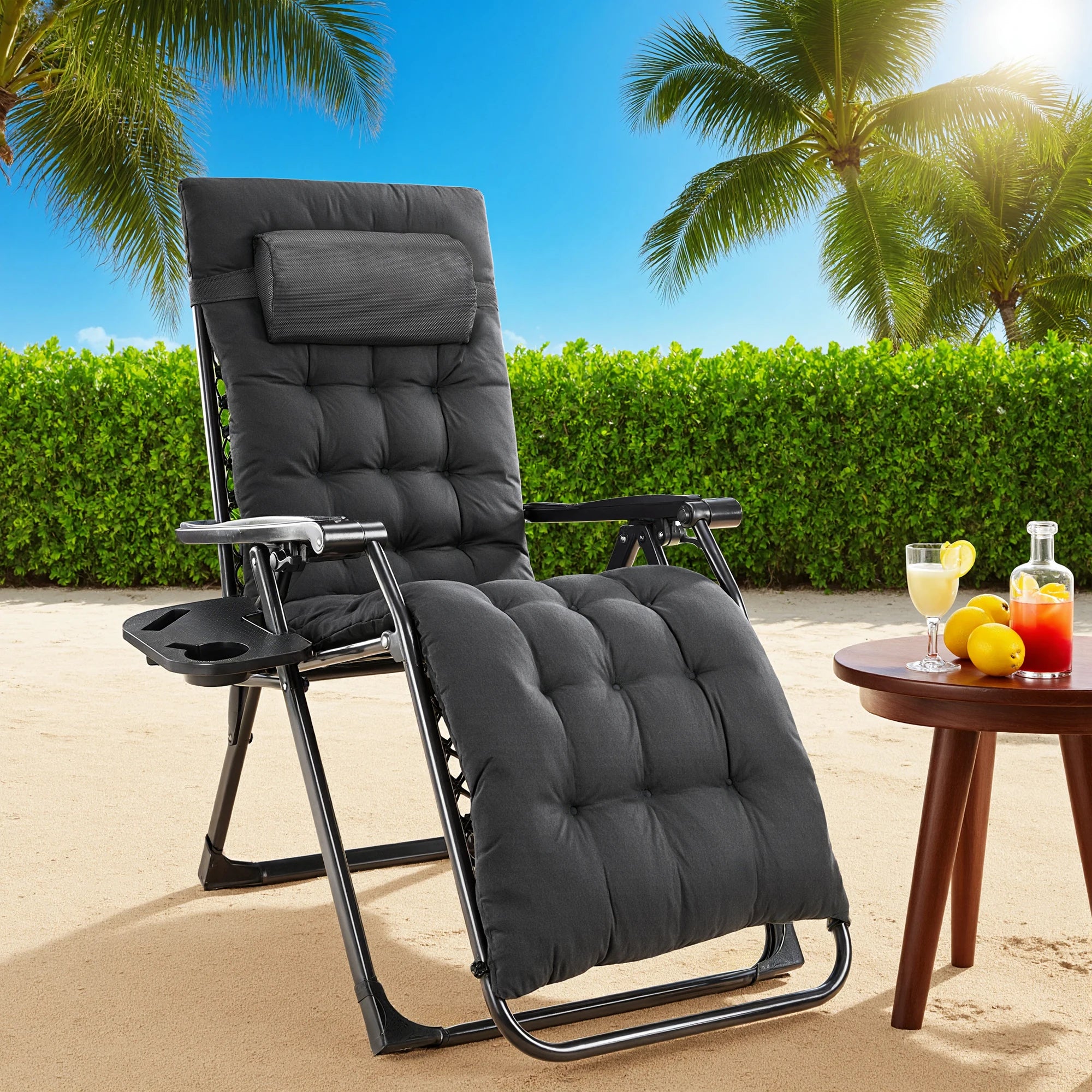 Summer Gravity Recliner - Folding Camping Chair - Patio Lounge  For Outdoor, Garden
