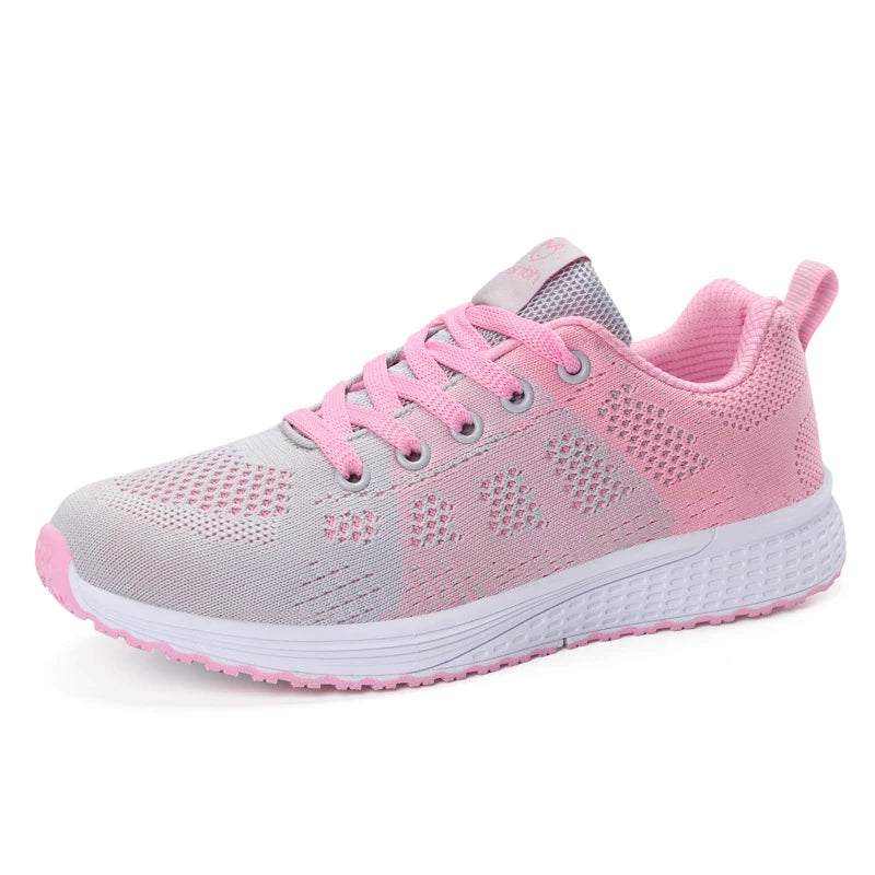 Spring Flying Knit Shoes Korean Casual Student Versatile Lace-Up Mesh Women's Sports Shoes Forrest Gump Comfort