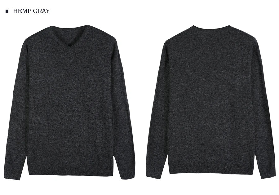 2023 Autumn New Men's V-neck Wool Sweater Business Casual Solid Color Thin Pullover Sweater Brand Clothes Blue Red Black