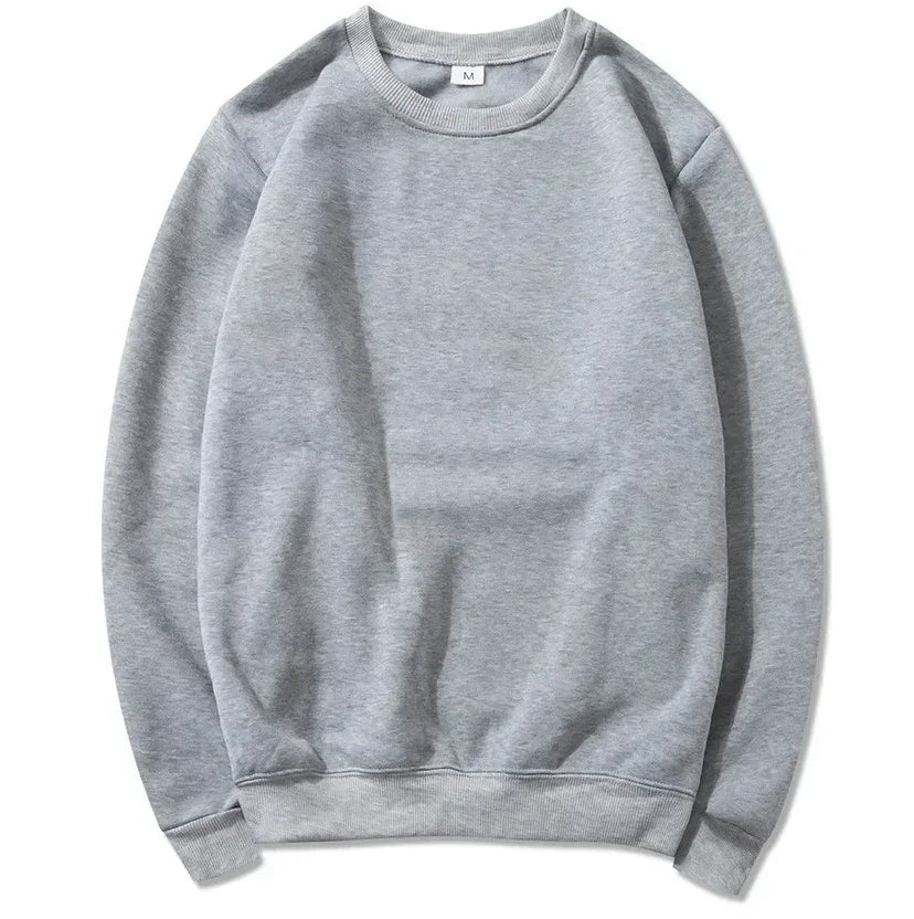 Korean Fashion Men's Round Neck Sweatshirts Autumn Long Sleeves Vacation Pullovers Tops Casual Popular Man Solid Sweatshirts