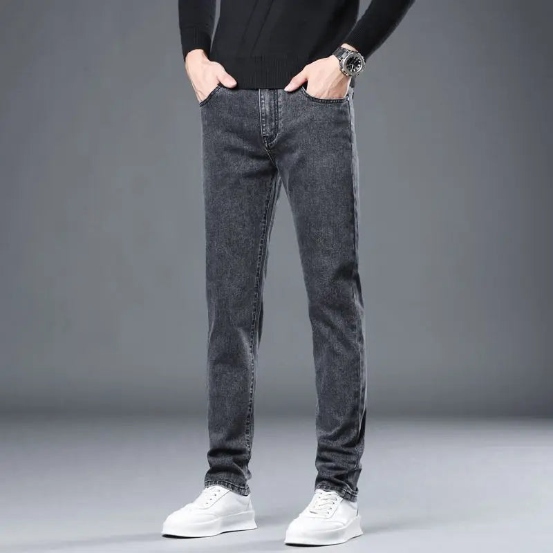 2026 Spring New Arrival Men's Black Jeans, Blue Stretch Denim Pants, Business Casual Shopping Trousers, Asian Sizes 28-40
