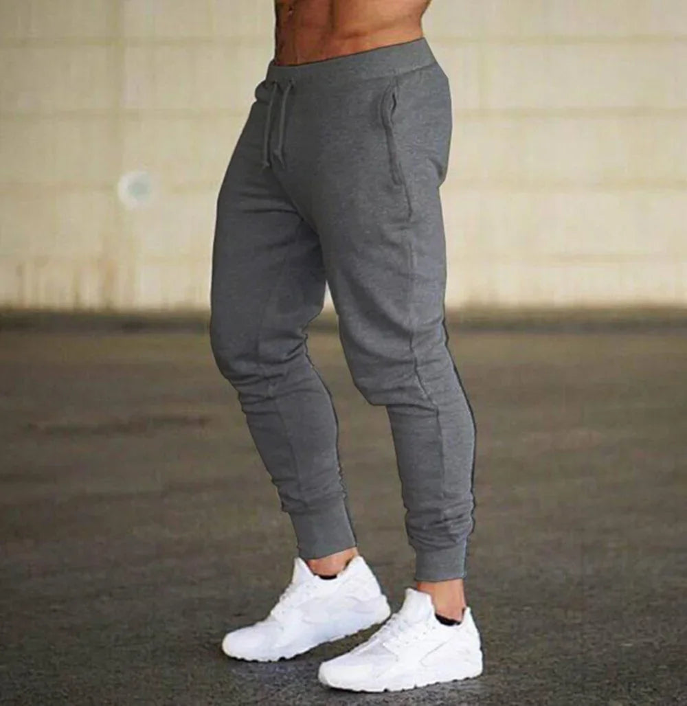 Fashion Men's Gym Pure Color Joggers Fitness Casual Long Pants Workout Skinny Sweatpants Tracksuit Trousers