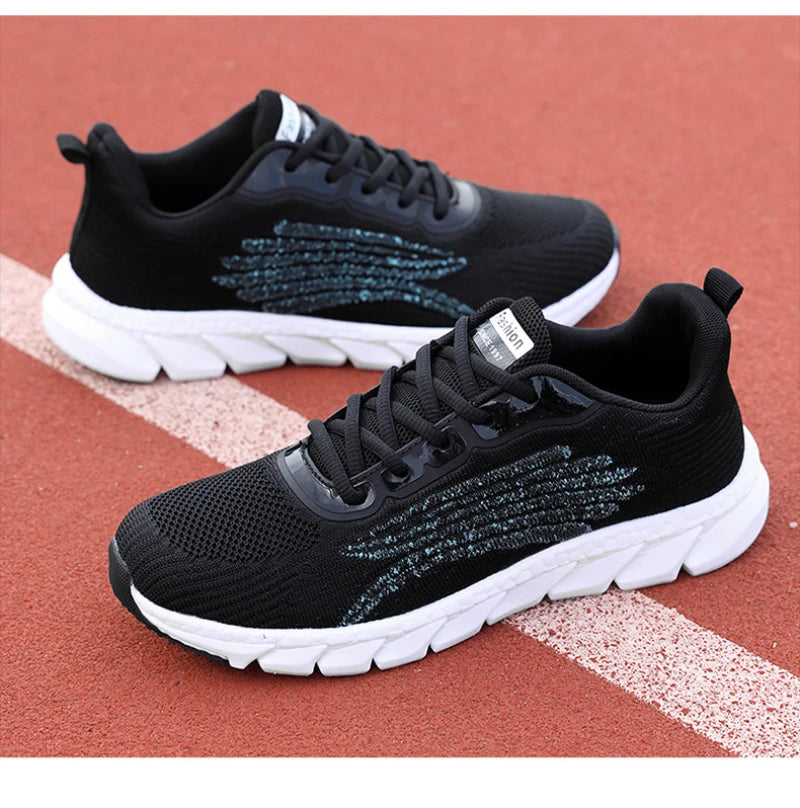 Spring Flying Knitted Breathable Running Shoes Sports Women Casual Shoes Soft Sole Couples Men And Women Small White Shoes