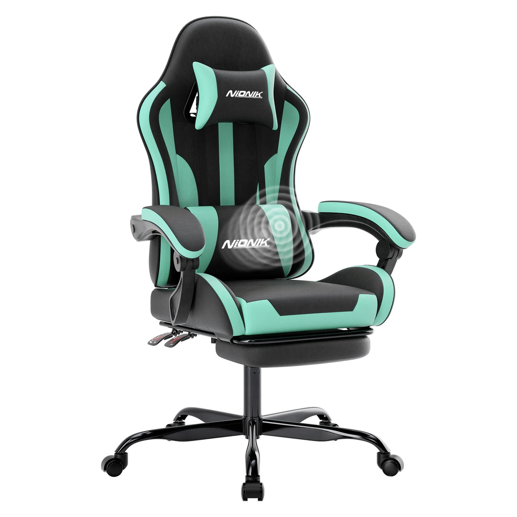 Gaming Chair with Massage Ergonomic Desk Chair Footrest Headrest Rotatable Chair for Office and Gamers