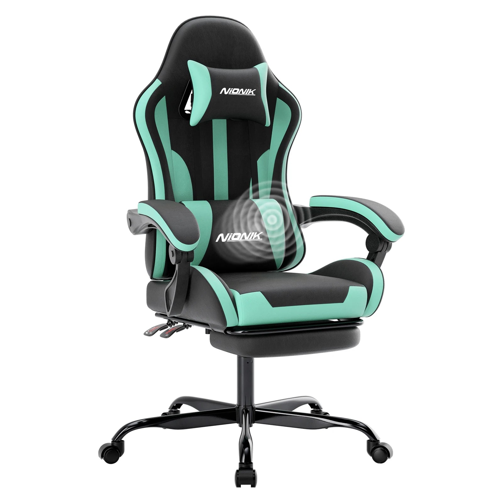 Gaming Chair with Massage Ergonomic Desk Chair Footrest Headrest Rotatable Chair for Office and Gamers