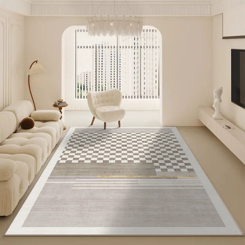 Luxury Minimalist Living Room Carpet Cream Color Large Area Rug for Sofa Bedroom Home Decor