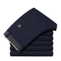 High Stretch Men's Dress Pants High Waist Elastic Formal Suit Pants Office Business Classic Casual Trousers Slim Fit Black Blue