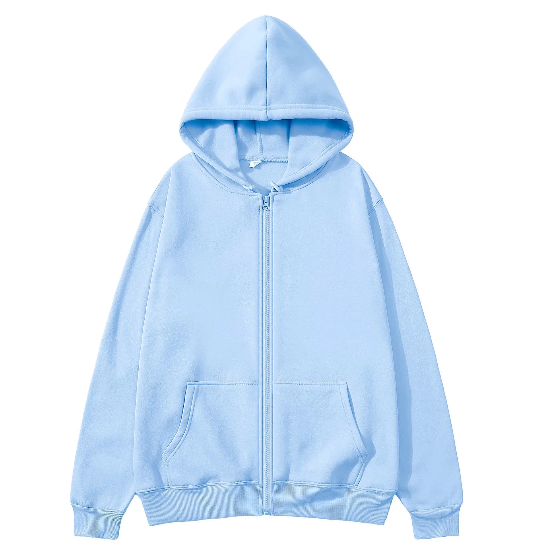 2025 unisex zipper sweatshirt cardigan hooded sweatshirt solid color sportswear top for autumn and winter