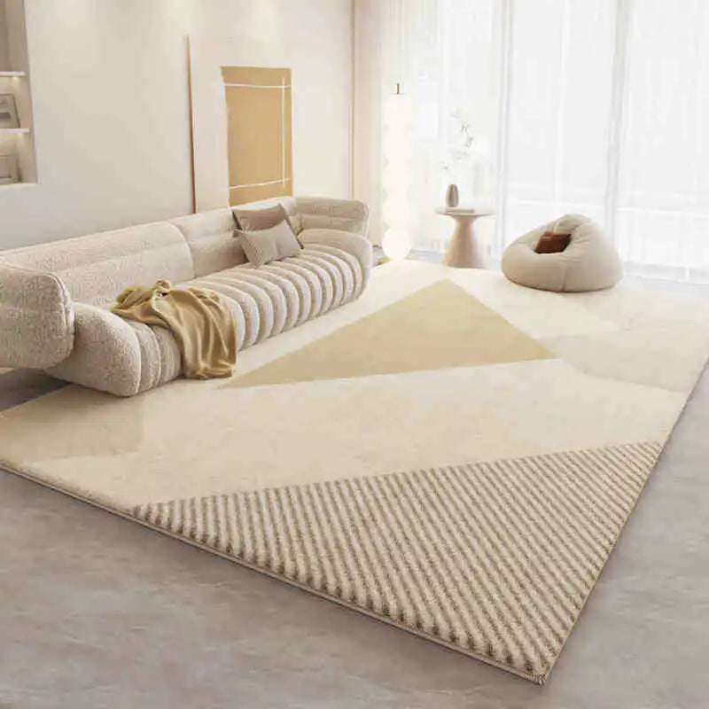 Soft Cream-Colored Thickened Non-Slip Carpet Plush Rug for Living Room Bedroom Home Sofa Coffee Table Anti-Cold Floor Mat