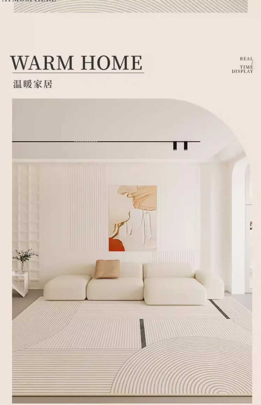 Luxury Minimalist Living Room Carpet Cream Color Large Area Rug for Sofa Bedroom Home Decor