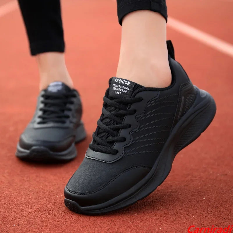 Leather Waterproof Sports Fitness Running Shoes Women Comfort Flat Big Size 35-42 Casual Sneakers Ladies Non-slip Jogging Shoes