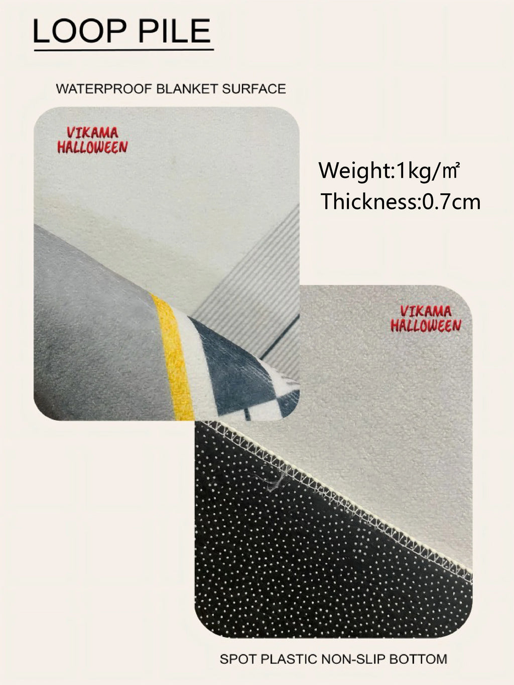 VIKAMA Black And White Vertical Texture Geometric Lines Loop Pile Carpet Living Room Sofa Non-Slip Floor Mat Home Decoration