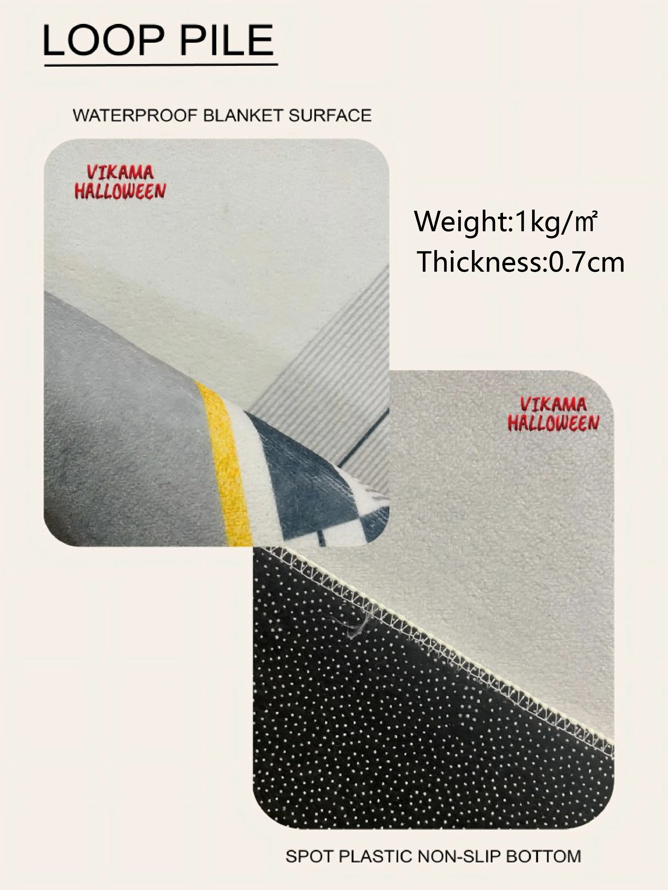 VIKAMA Black And White Vertical Texture Geometric Lines Loop Pile Carpet Living Room Sofa Non-Slip Floor Mat Home Decoration