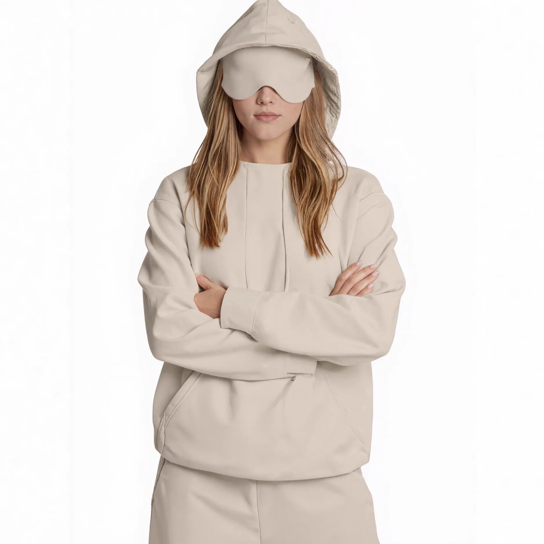 Women's Pocket Eye Mask Hooded Sweatshirt with Travel Mode Pullover for Autumn/Winter 2025