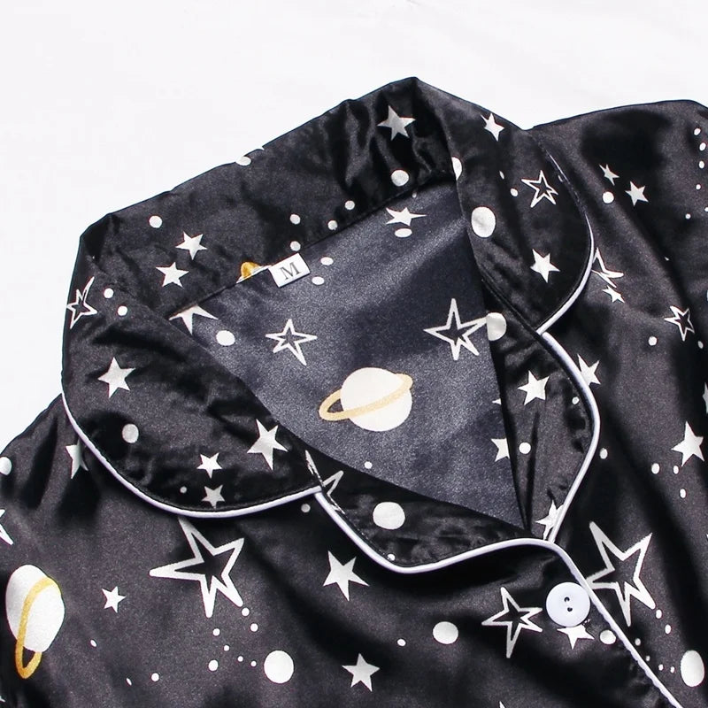 Spring Autumn Pajama Women Silk Satin Pajamas Set Long Sleeve Shirt with Trouser Sleepwear Loungewear Female Pajamas Suits Mujer