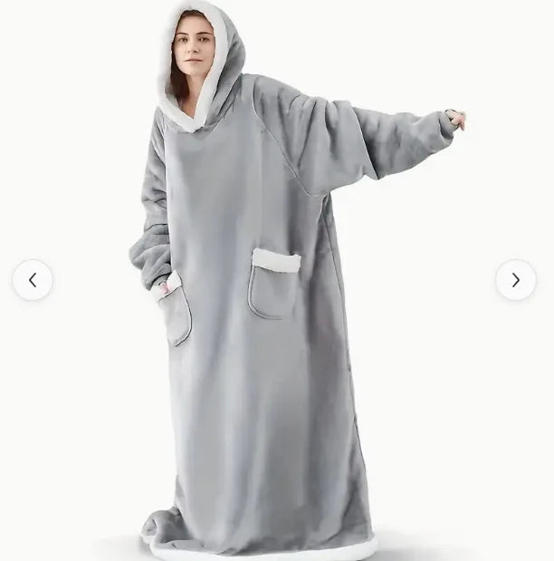 Super Long Flannel Blanket 180and150cm Pyjamas with Sleeves Winter