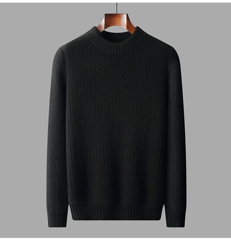 100% Pure Cashmere Sweater for Men - Round Neck, Thick, Warm, Fashionable Sweater