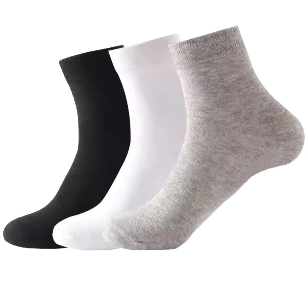 5 Pairs Men's Basic Crew Socks - Cloud-Touch Cotton Material with All-Day Breathability, White Daily Essential