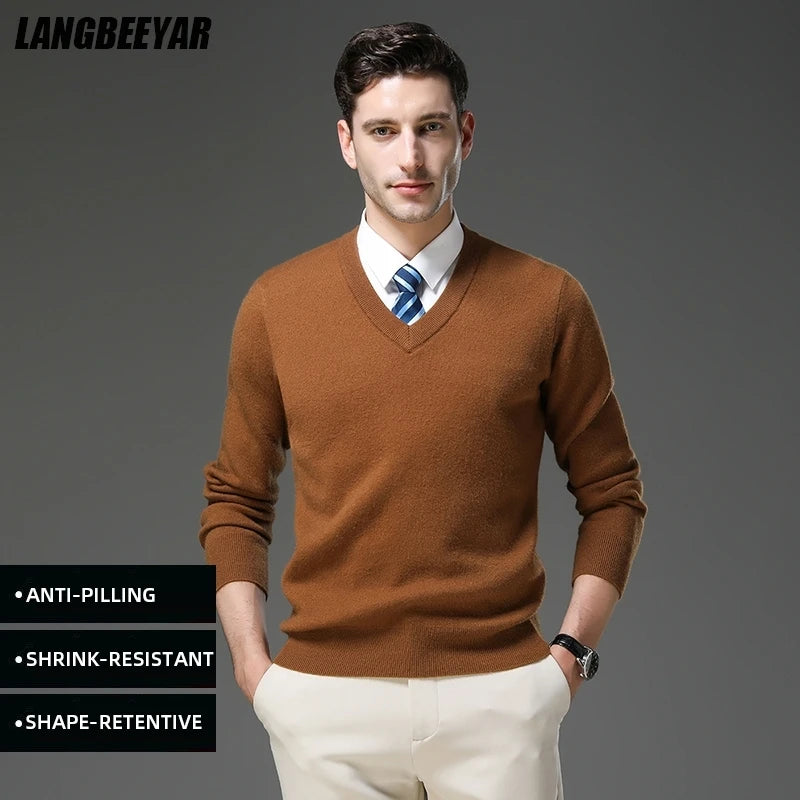 Top Grade Thick Anti-Pilling New Fashion Brand Autumn Winter Knit Pullover Men Slim Fit Sweater Business Casual Woolen Jumper